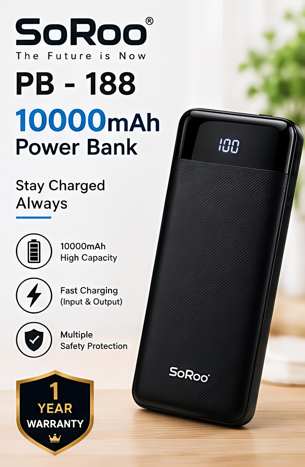 TJ SoRoo PB - 188, 10000 Mah Power Bank