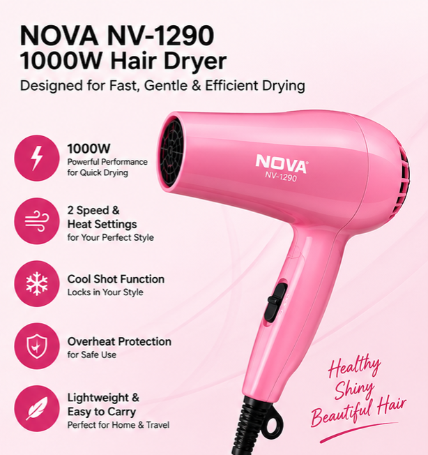 TJ NOVA NV-1290, 1000W Hair Dryer