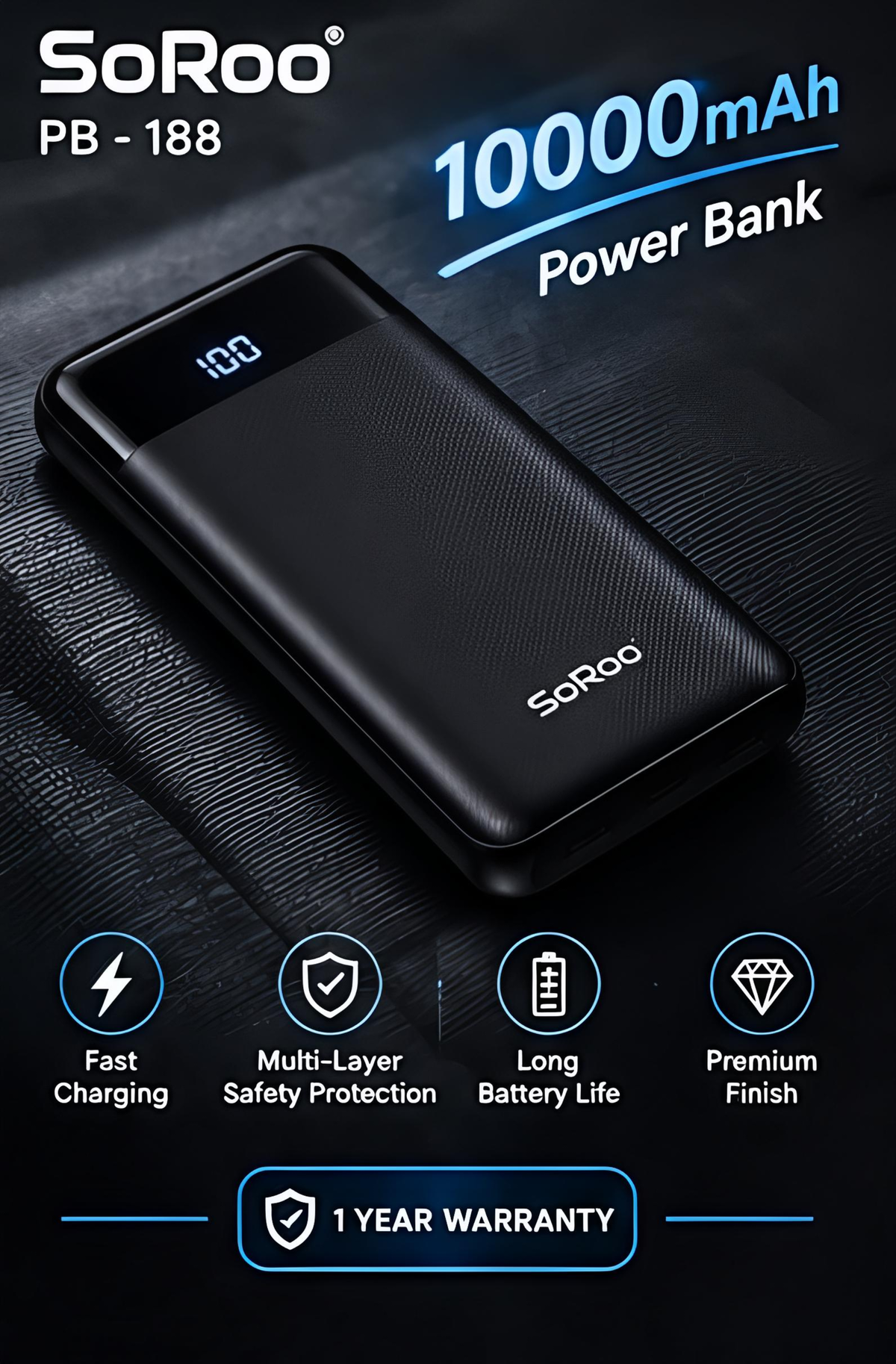 TJ SoRoo PB - 188, 10000 Mah Power Bank