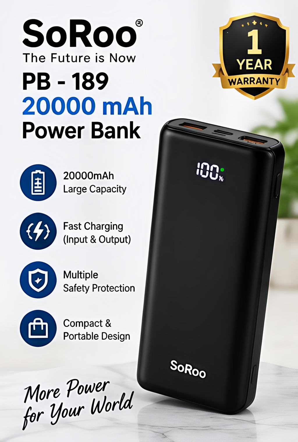 TJ SoRoo PB - 189, Massive 20000 Mah Power Bank