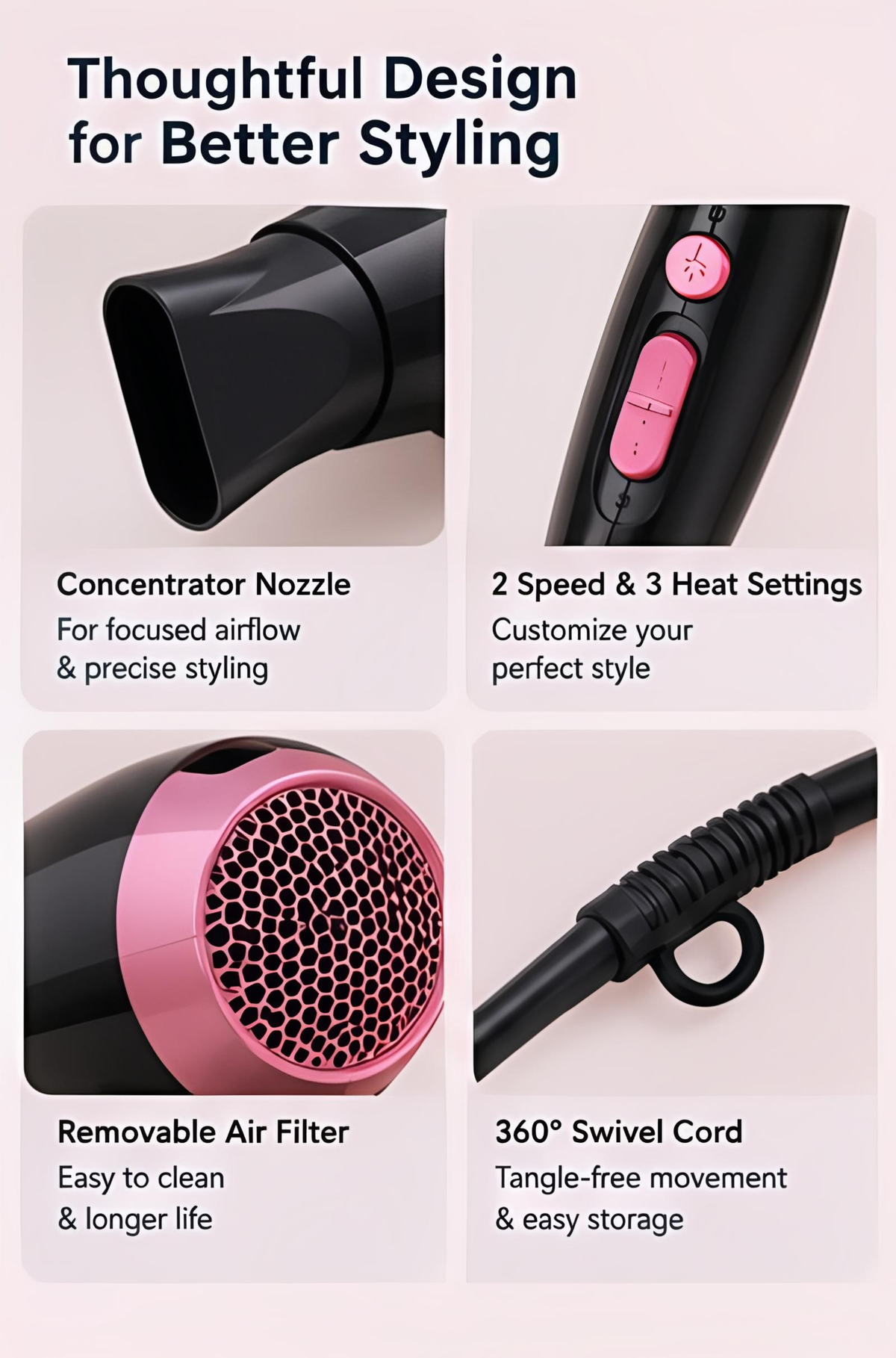 TJ NOVA NX N-6130, 1800W Hair Dryer