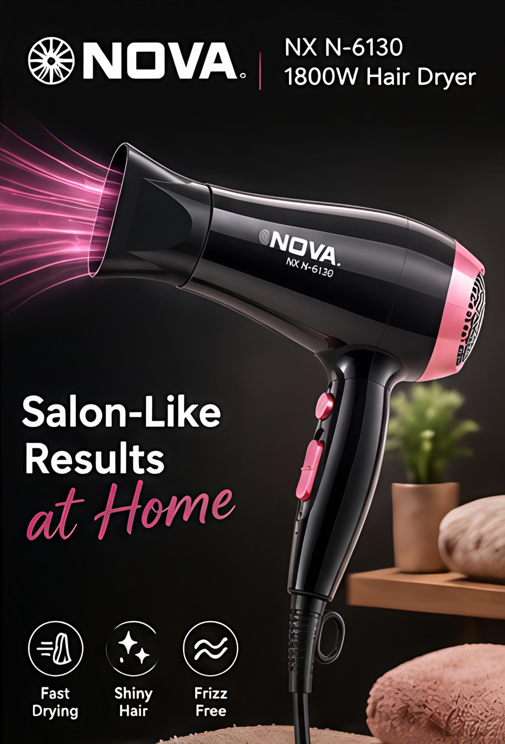 TJ NOVA NX N-6130, 1800W Hair Dryer