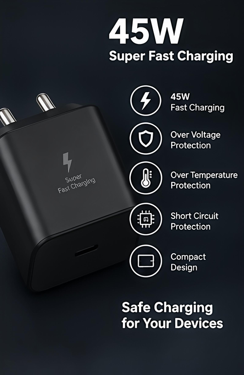 TJ 45W Fast Charger For Samsung Mobiles In Premium Quality