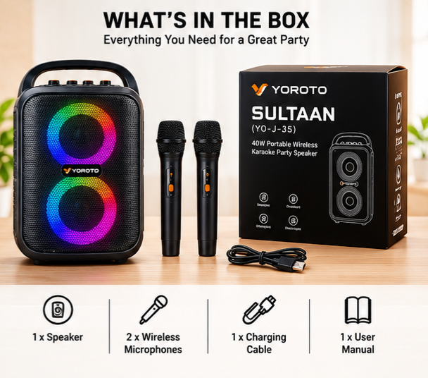 TJ YOROTO SULTAAN (YO-J-35) 40W Portable Wireless Party Speaker